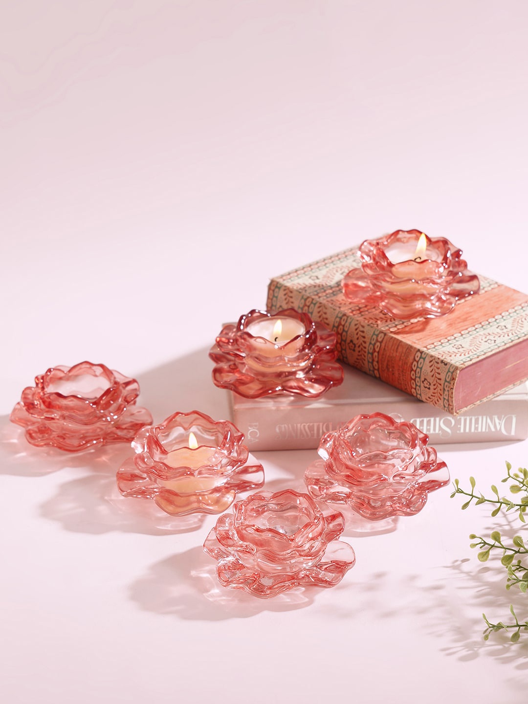 

Pure Home and Living Pink 6 Pcs Lotus Shape Tealight Candle Holders