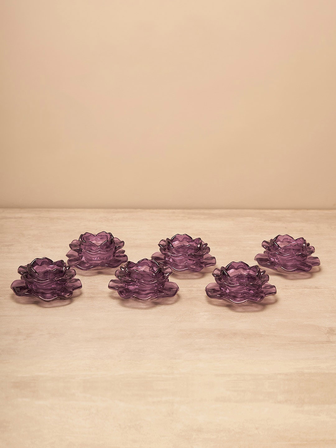 

Pure Home and Living Purple 6 Pcs Floral Tealight Holders
