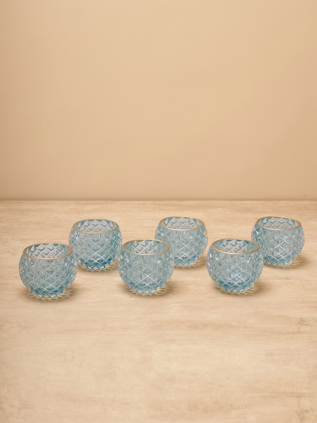 

Pure Home and Living Blue 6 Pcs Diamond Textured Tealight Candle Holders