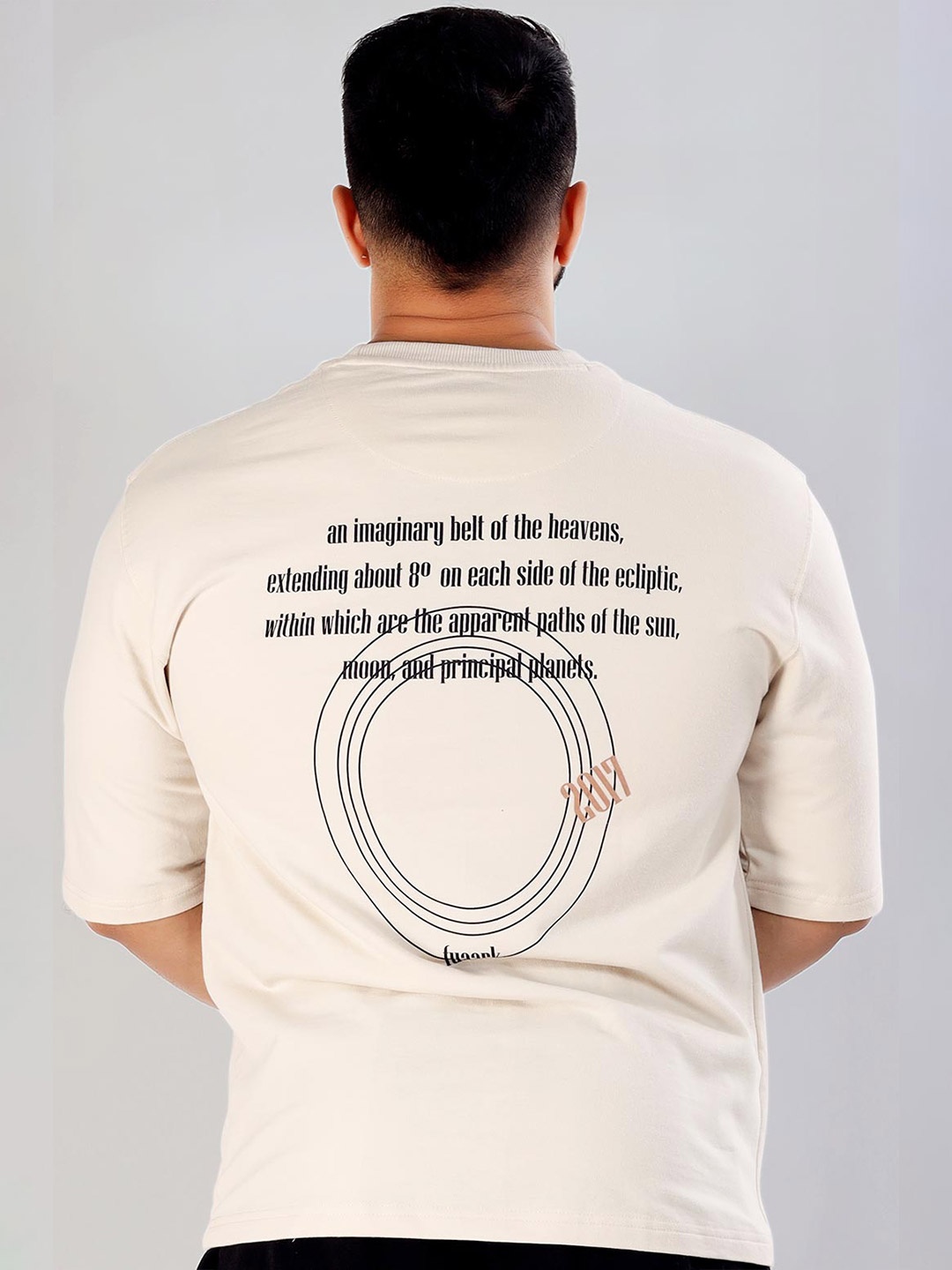 

FUAARK Typography Printed Anti Odour Oversize Training or Gym T-shirt, Beige