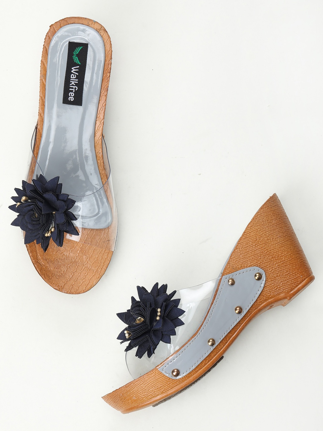 

Walkfree Floral Embellished Open Toe Wedge Heels, Grey