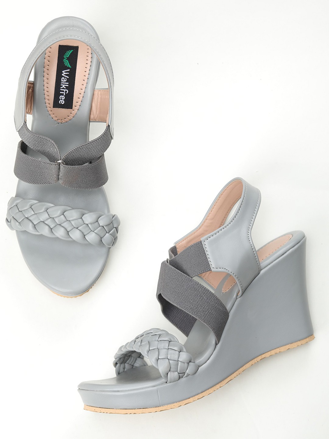

Walkfree Braided Open Toe Wedge Heels, Grey
