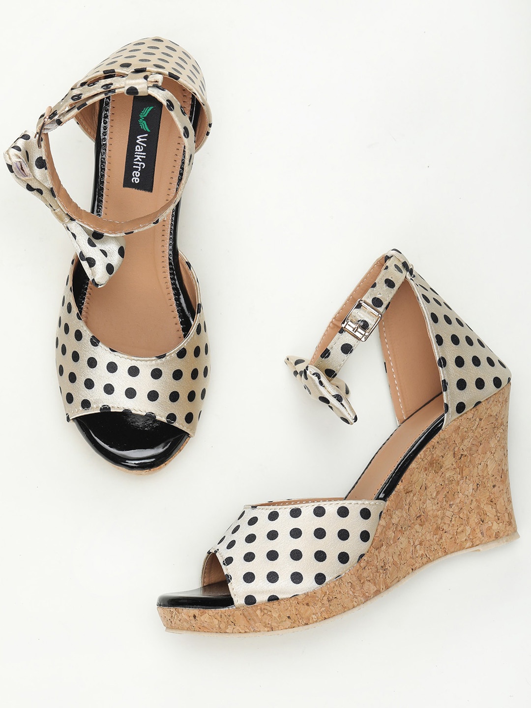 

Walkfree Printed Canvas Wedge With Bows, Cream