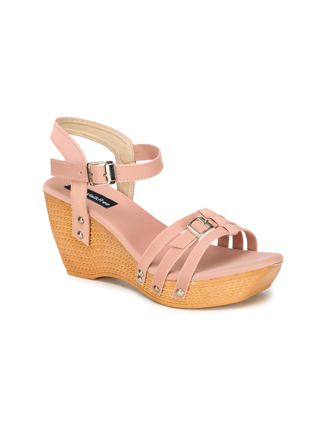 

Walkfree Wedge Sandals with Buckles, Peach