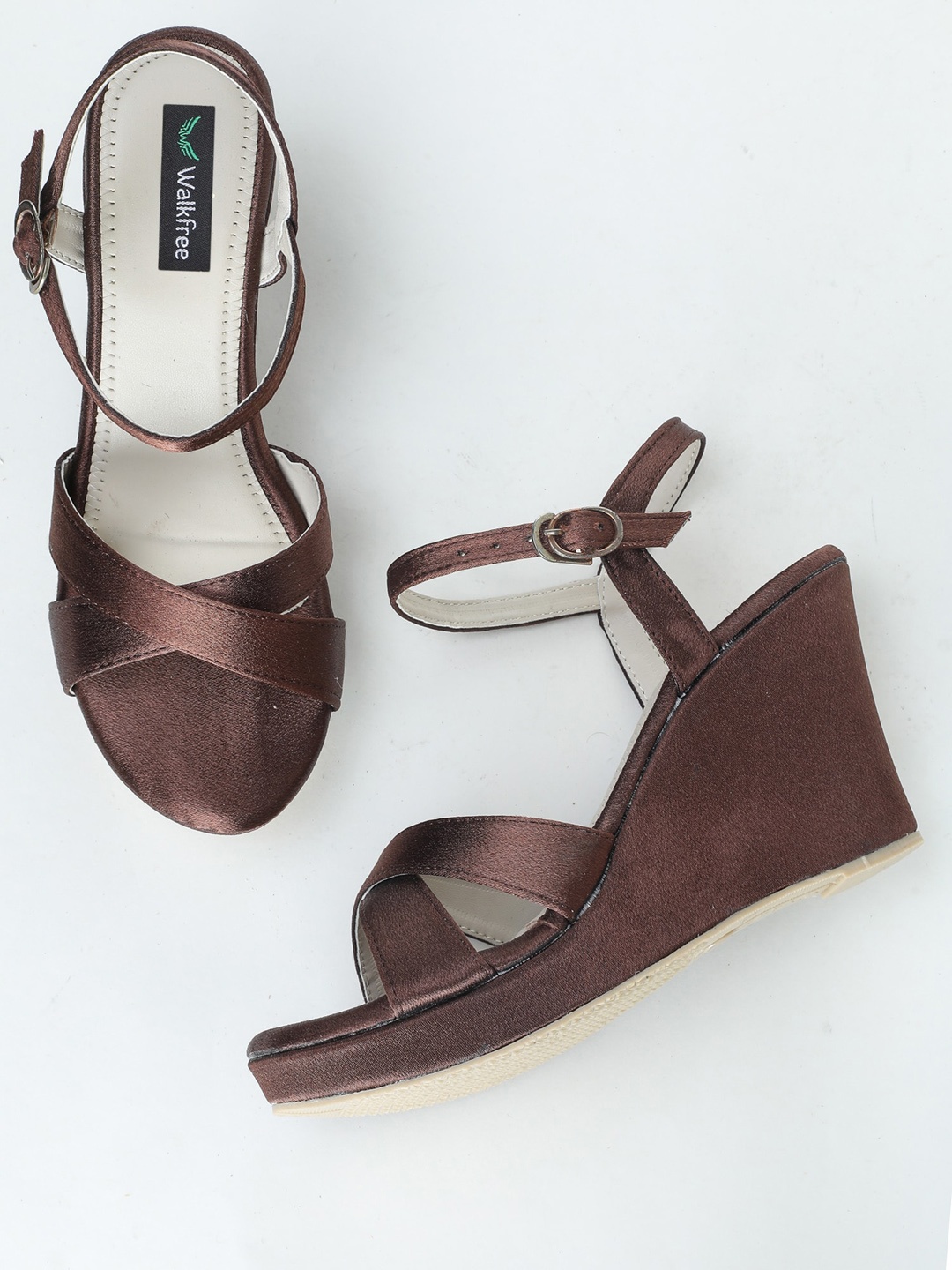 

Walkfree Wedge Sandals with Buckles, Brown