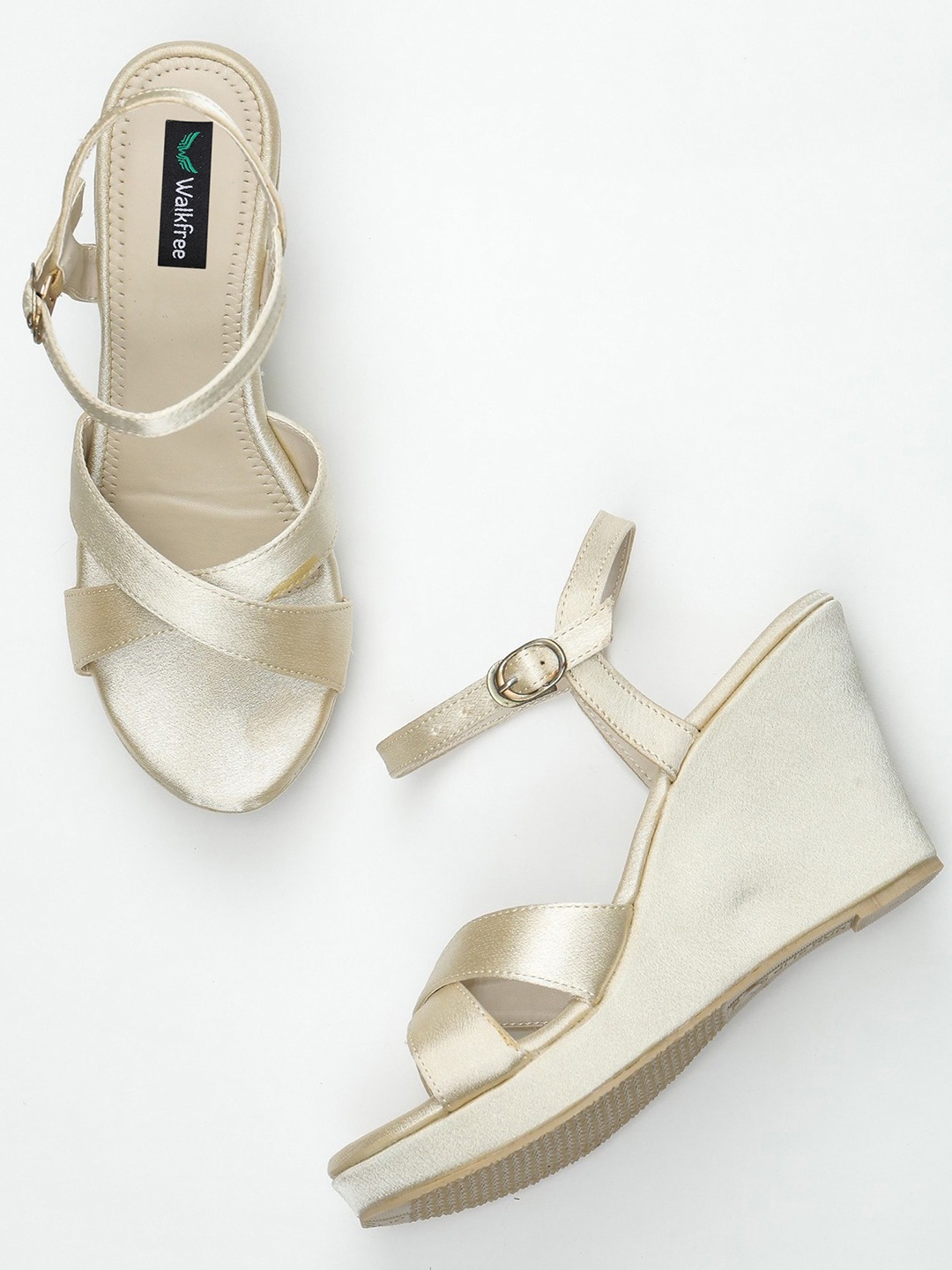 

Walkfree Wedge Pumps with Buckles, Cream