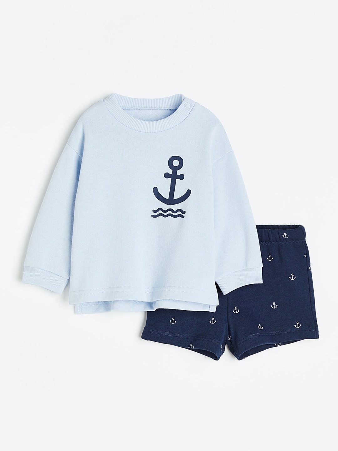 

H&M Boys 2-Piece Pure Cotton Sweatshirt Set, Navy blue