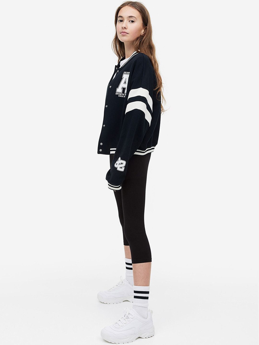 

H&M Girls 2-Pack 3/4-Length Leggings, Black