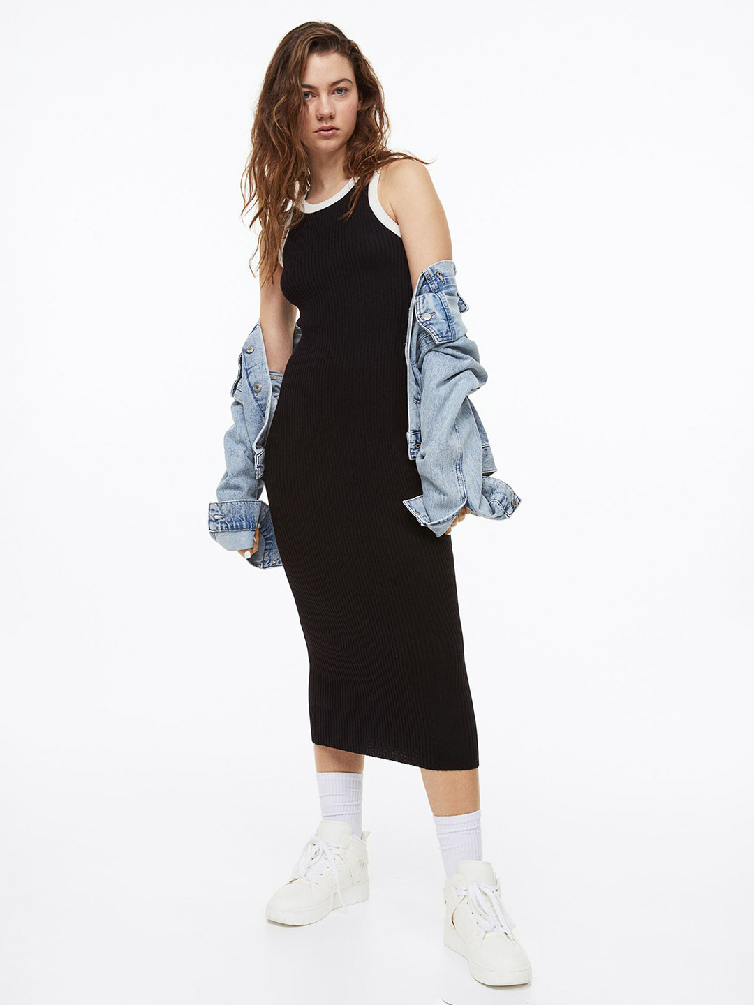

H&M Rib-Knit Bodycon Dress, Black