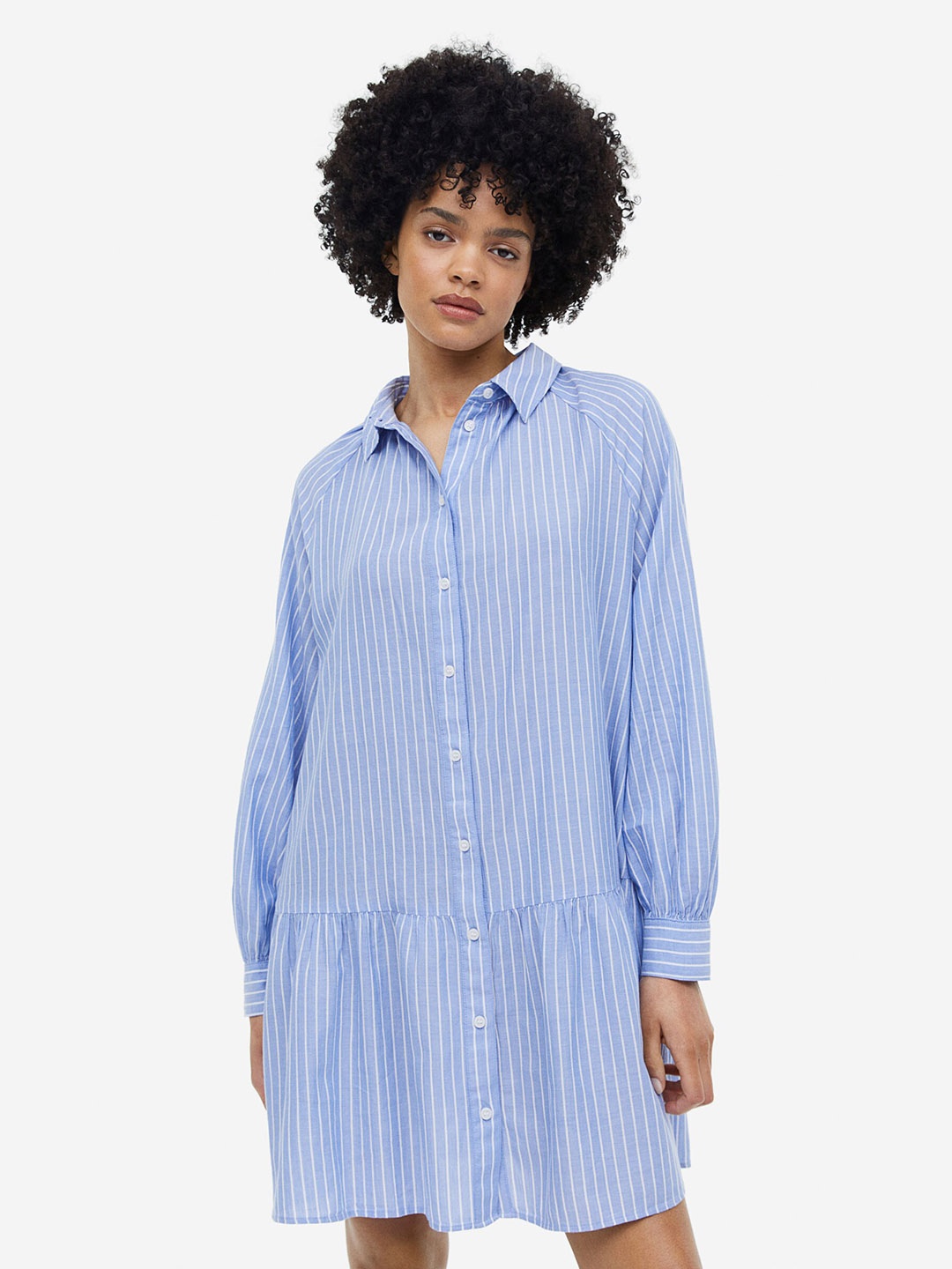 

H&M Pure Cotton Shirt Dress, Blue