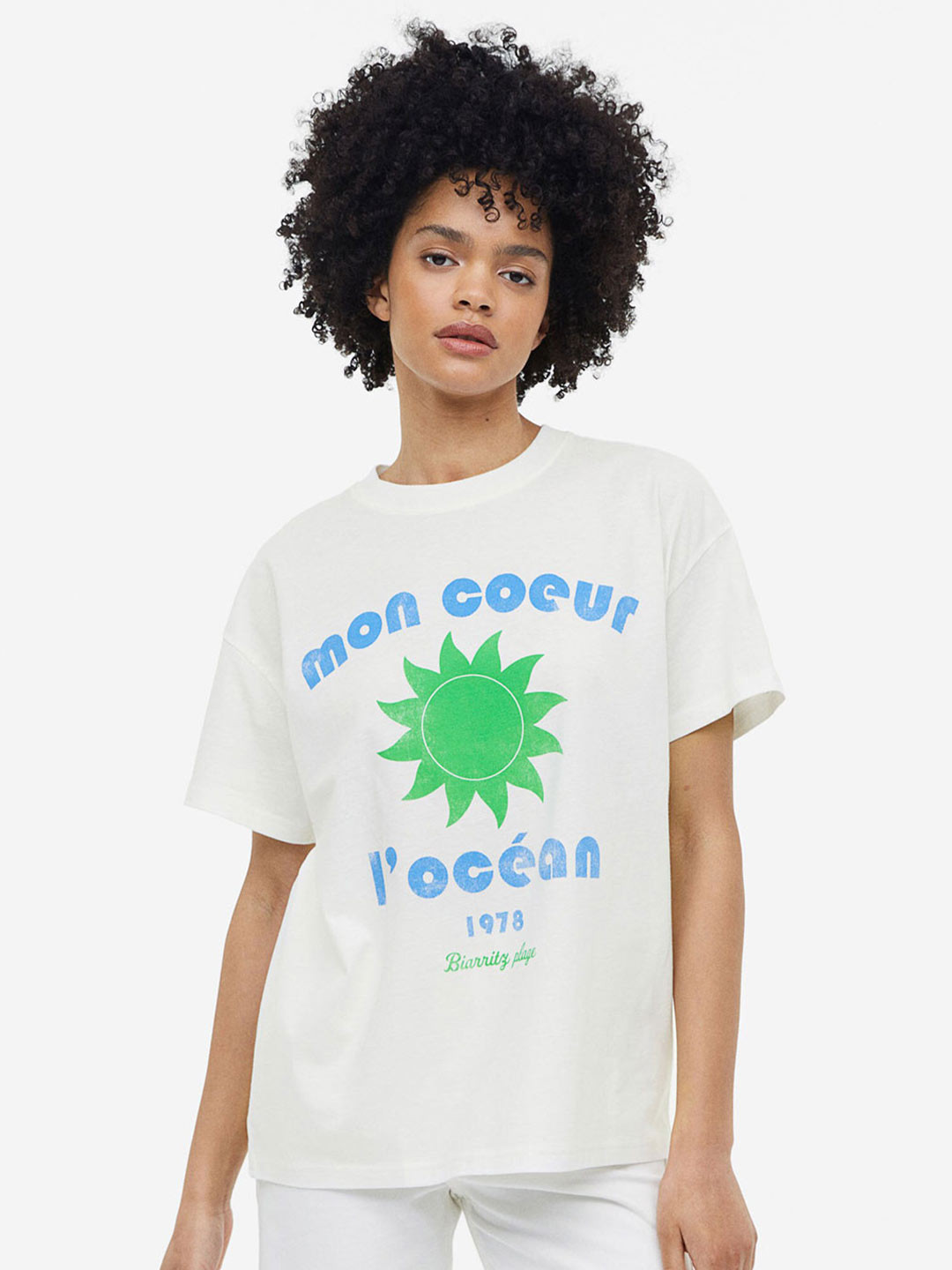 

H&M Pure Cotton Printed T-shirt, White