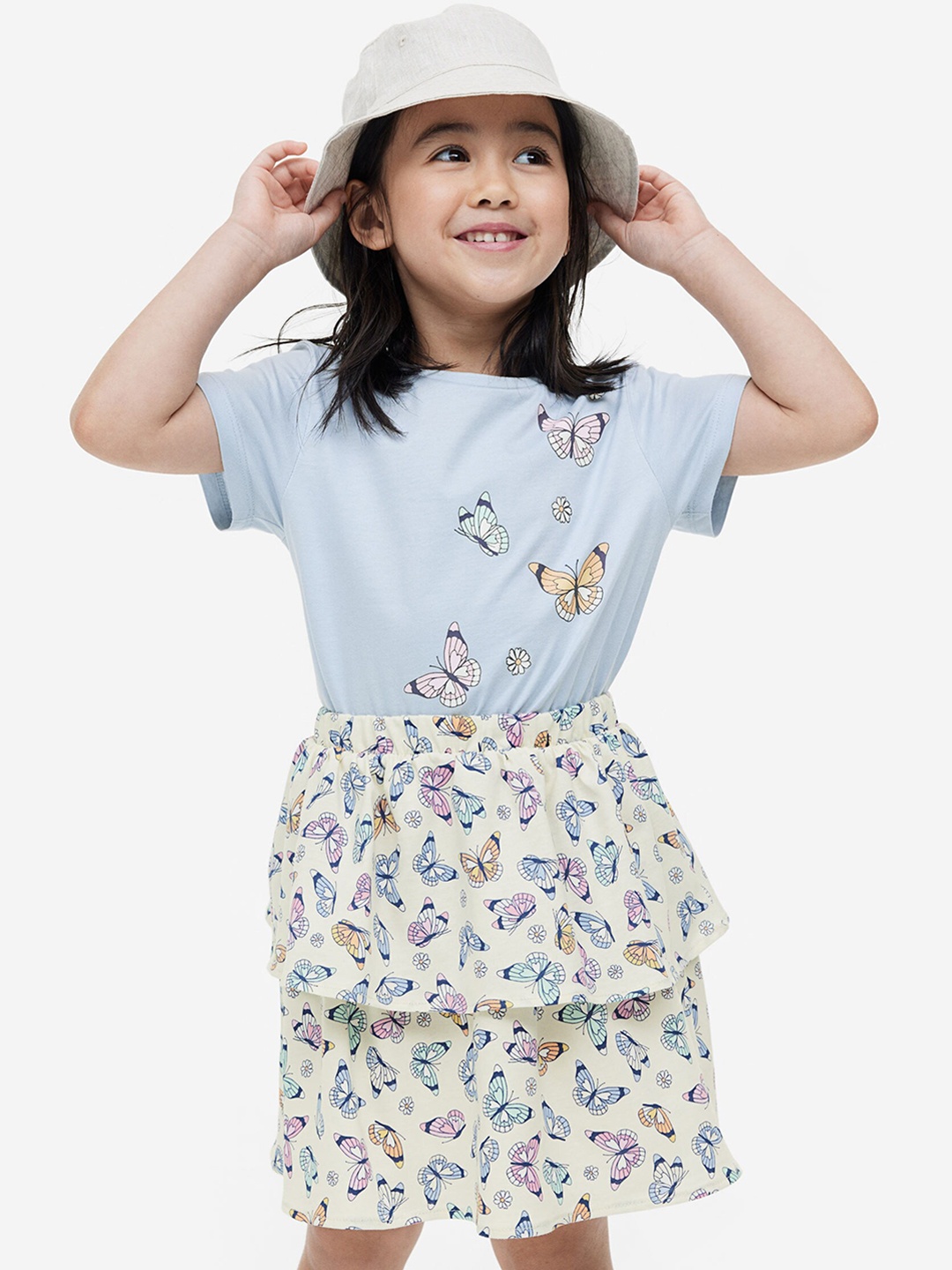 

H&M Girls 2-Piece Pure Cotton Printed Set, Blue