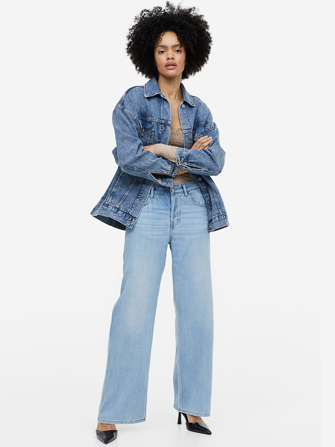 

H&M Women Wide Low Jeans, Blue