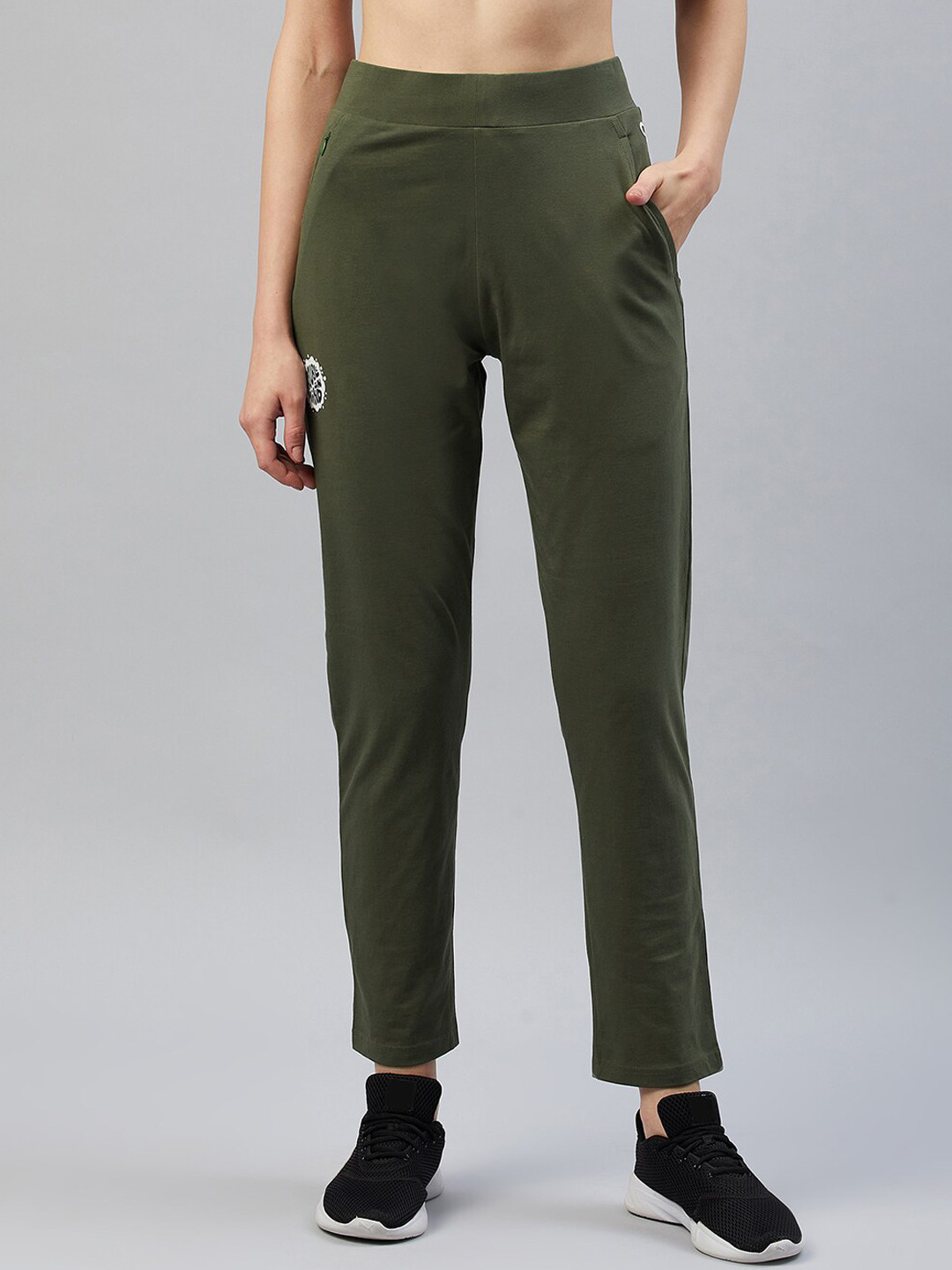 

C9 AIRWEAR Women Cotton High-Rise Rapid-Dry Regular Fit Track Pants, Green
