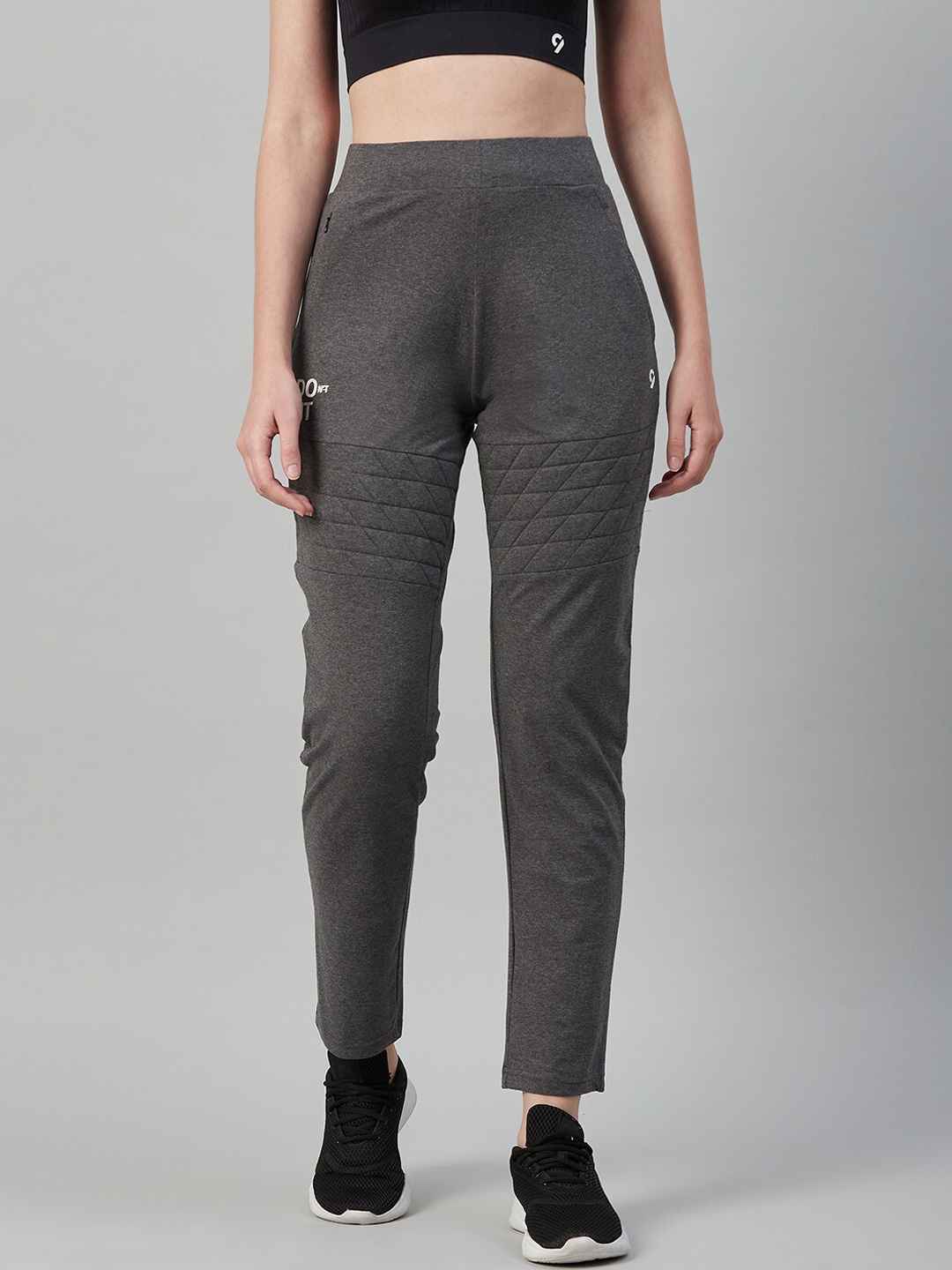 

C9 AIRWEAR Women Cotton High-Rise Rapid-Dry Regular Fit Track Pants, Grey