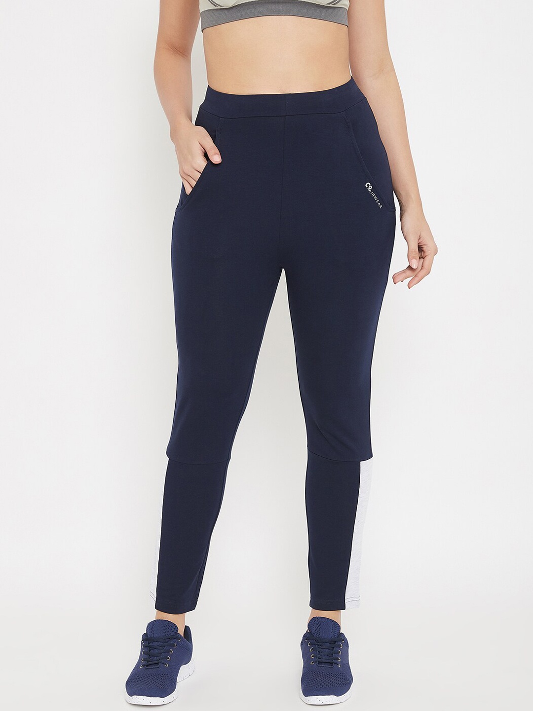 

C9 AIRWEAR Women Cotton Rapid-Dry Regular Fit Track Pants With Lower Side Pannel for Women, Navy blue