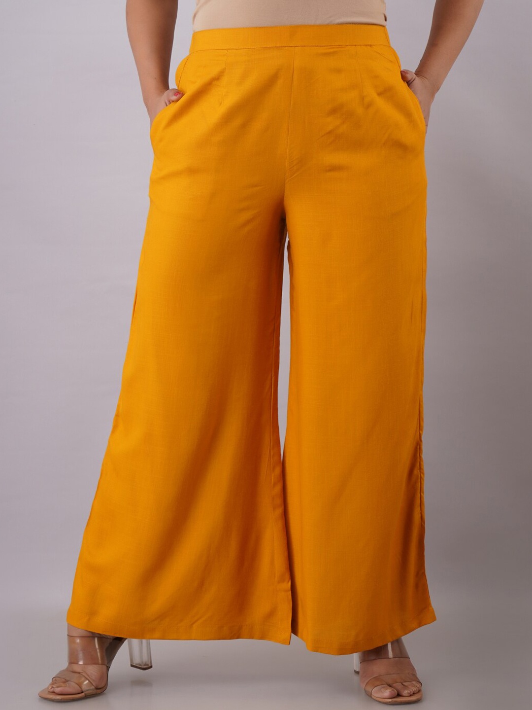 

KALINI Women Loose Fit Mid-Rise Slip-On Parallel Trouser, Yellow