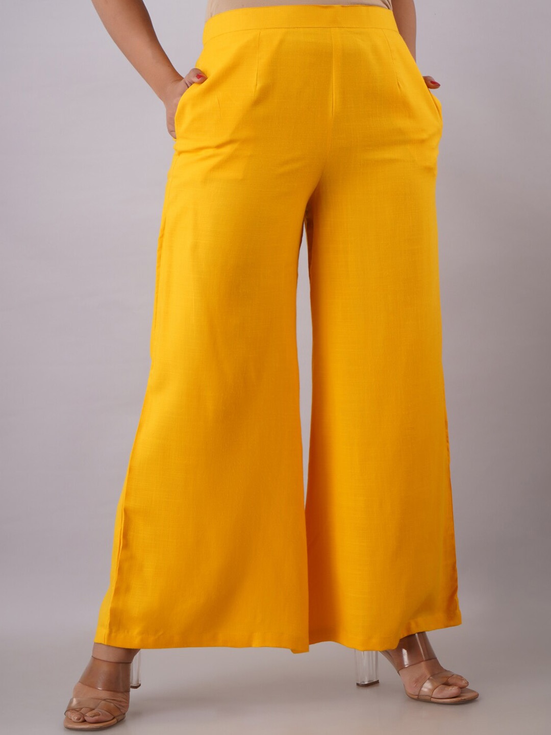 

KALINI Women Regular Fit Parallel Trousers, Yellow