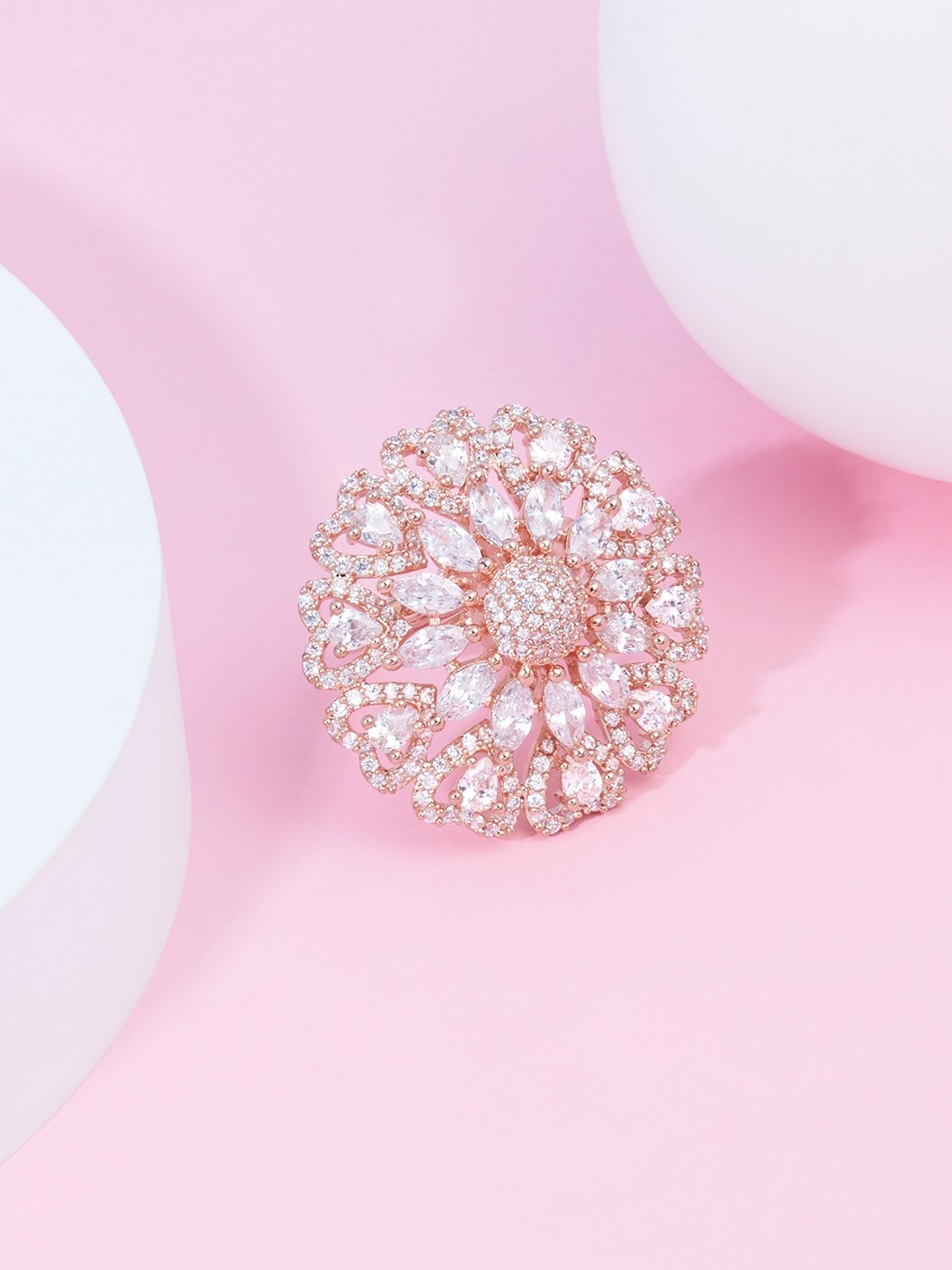 

Zaveri Pearls Rose Gold-Plated CZ-Studded Adjustable Finger Rings