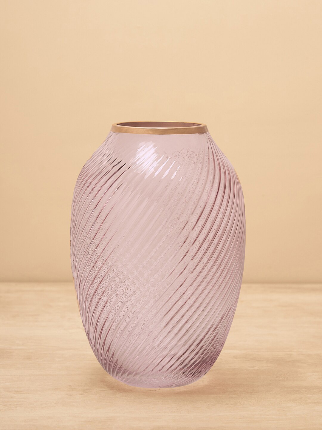 

Pure Home and Living Purple Diagonal Ribbed Glass Flower Vase