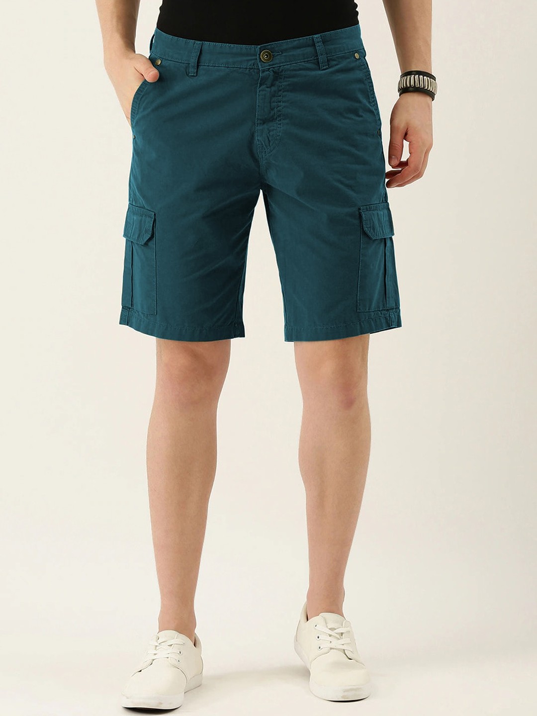 

IVOC Men Cotton Slim Fit Cargo Shorts, Teal