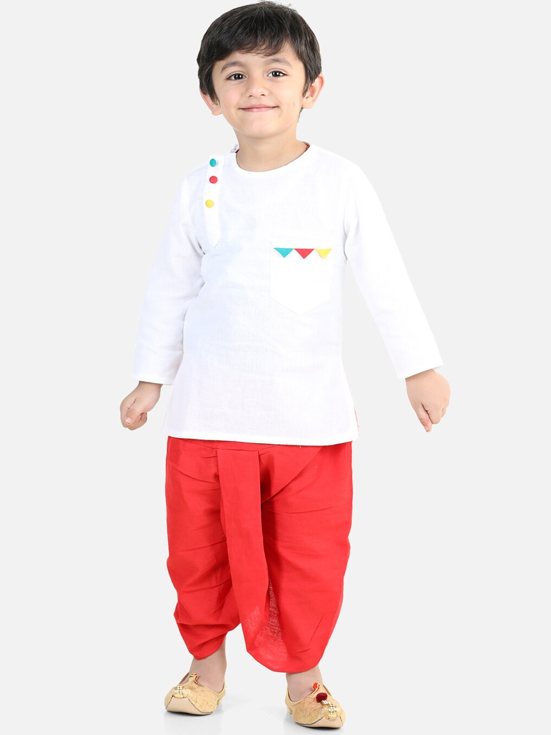 

BownBee Boys Pure Cotton Kurta with Dhoti Pants, White