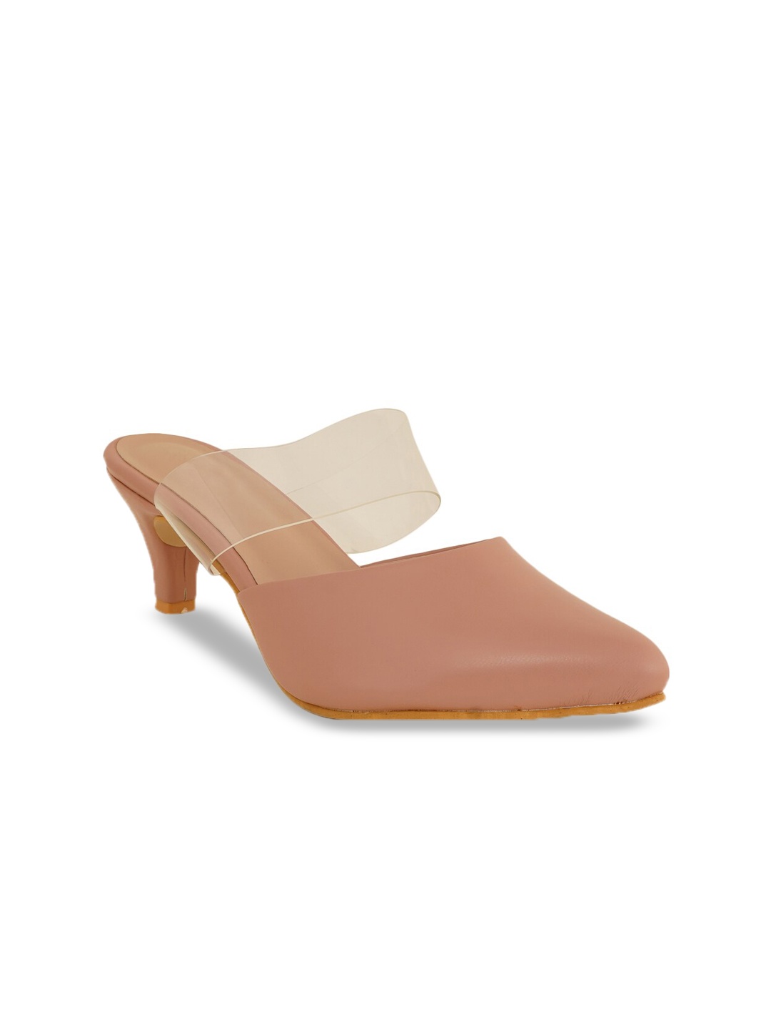 

Walkfree Pointed Toe Kitten Heel Mules, Peach