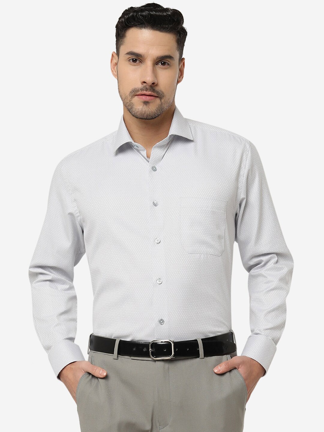 

Greenfibre Men Slim Fit Formal Cotton Shirt, Grey