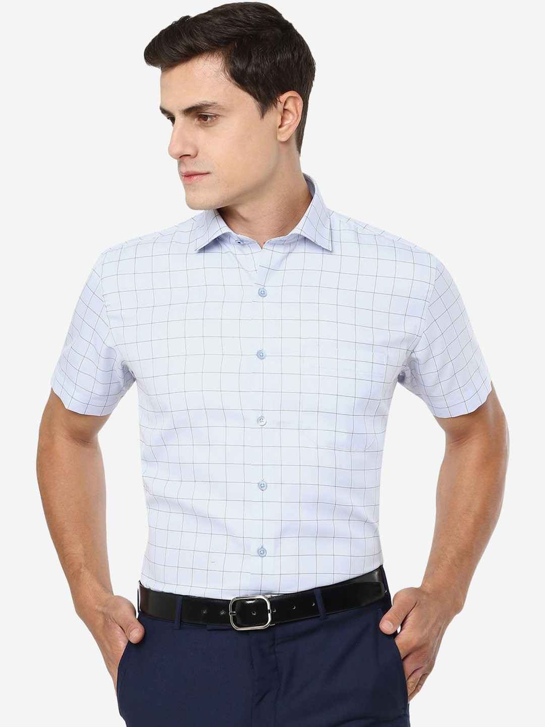 

Greenfibre Plus Size Checks Formal Shirt, Blue