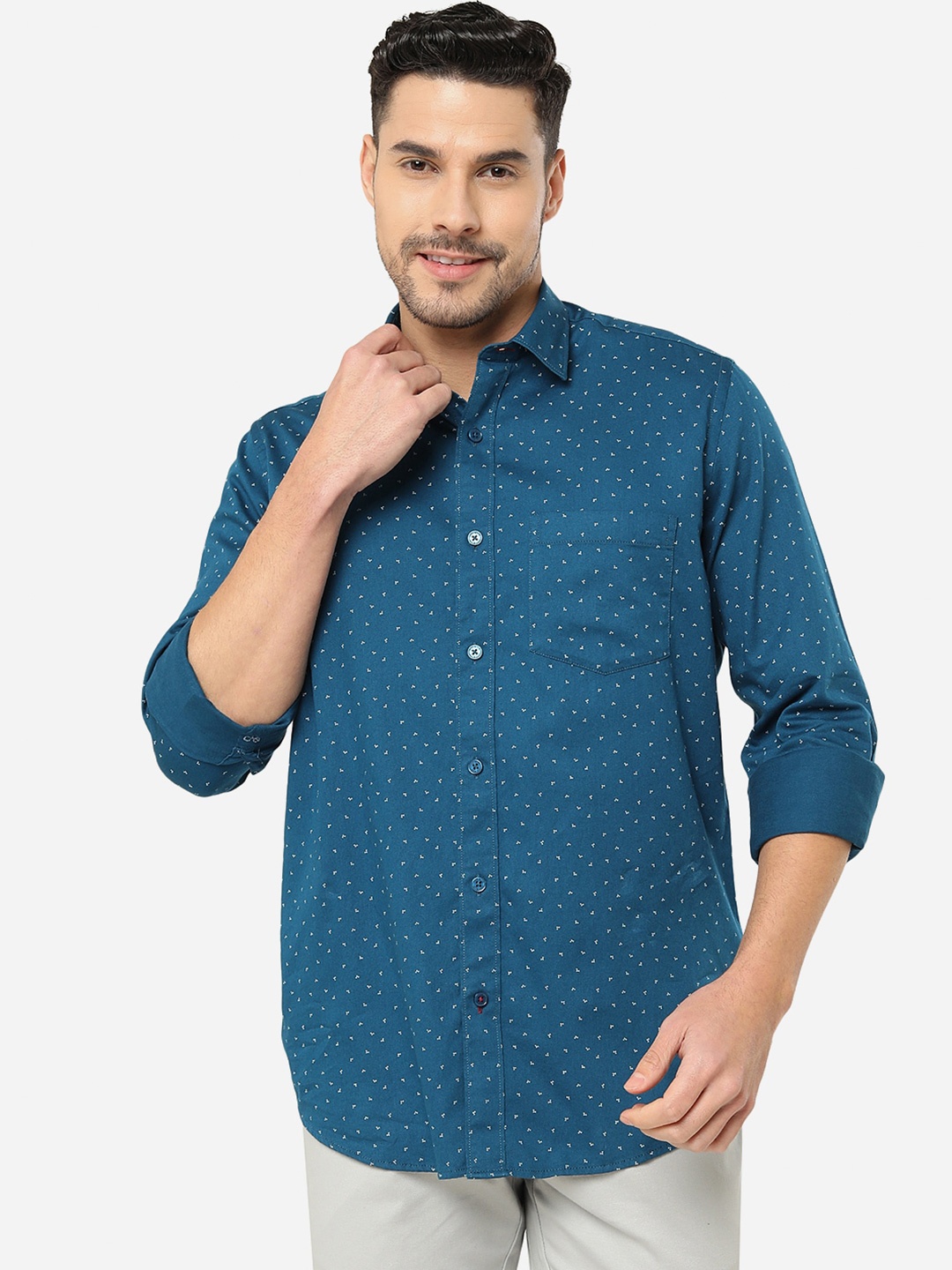 

JADE BLUE Slim Fit Micro Ditsy Printed Casual Cotton Shirt
