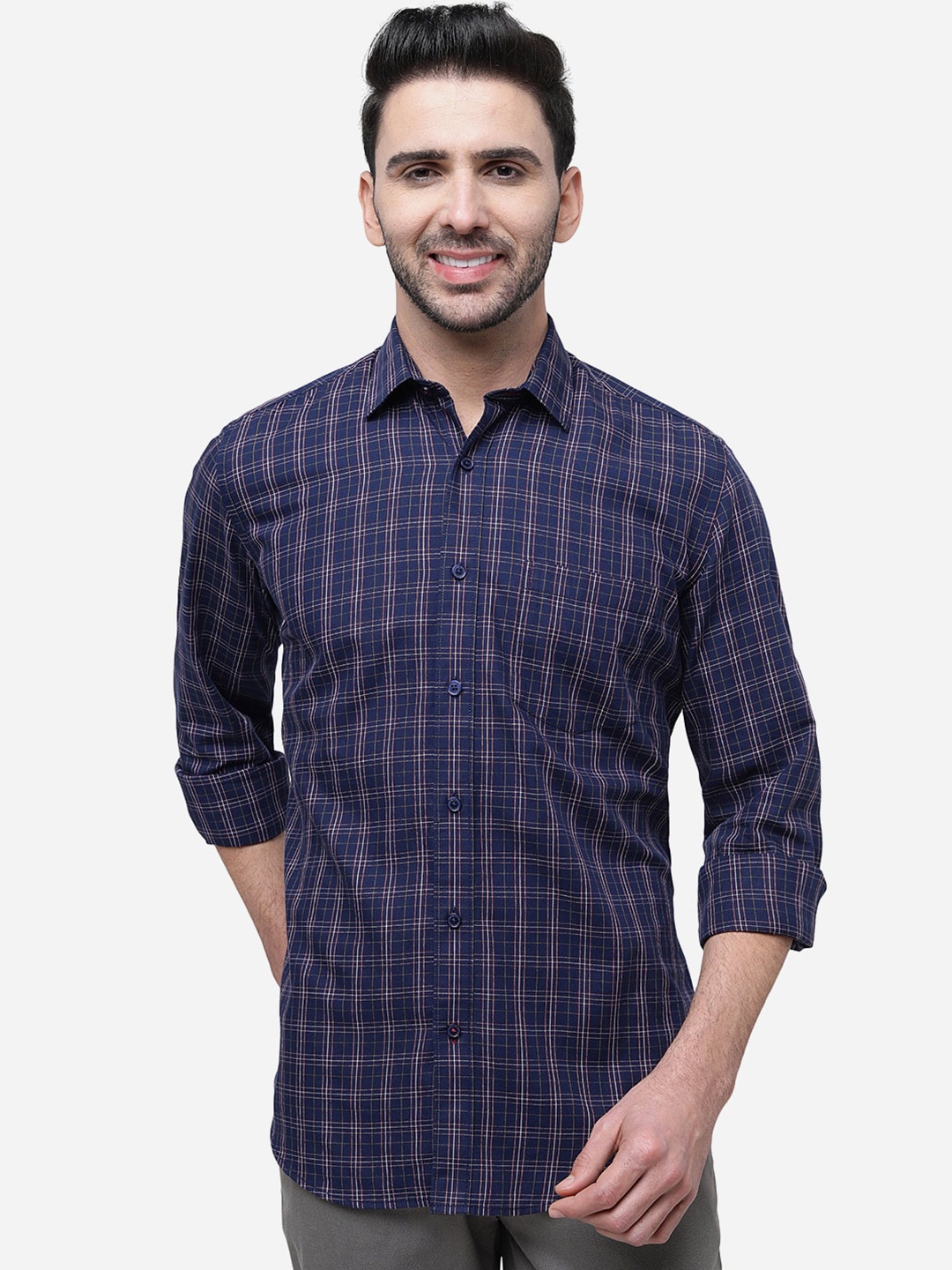 

JADE BLUE Men Blue Slim Fit Checked Casual Shirt