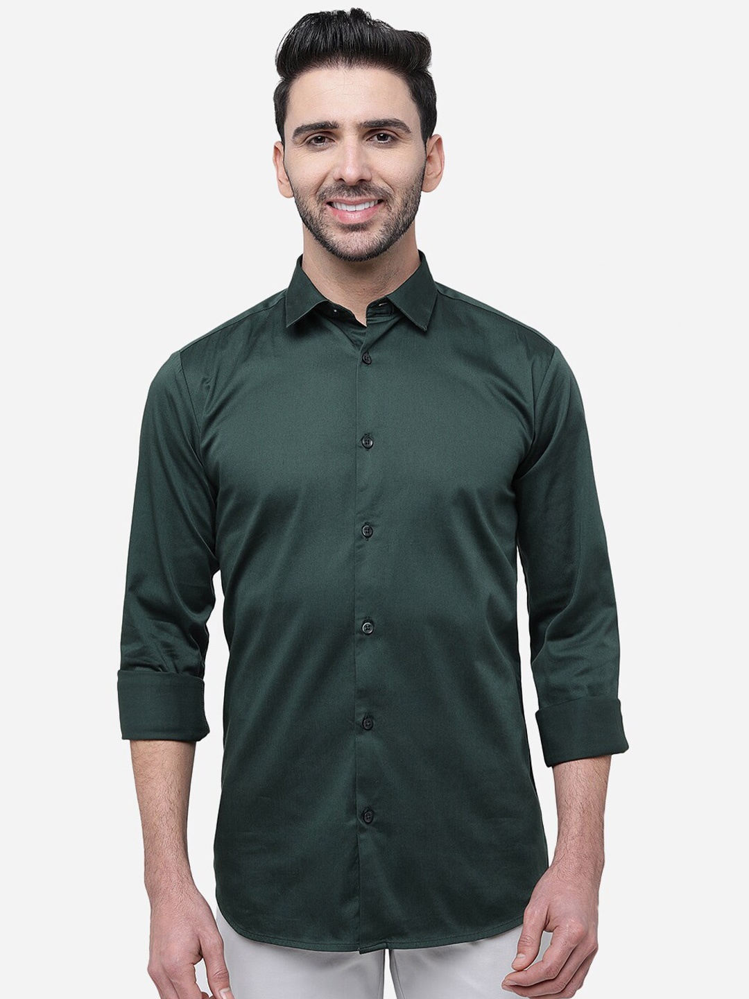 

JADE BLUE Slim Fit Casual Cotton Shirt, Green