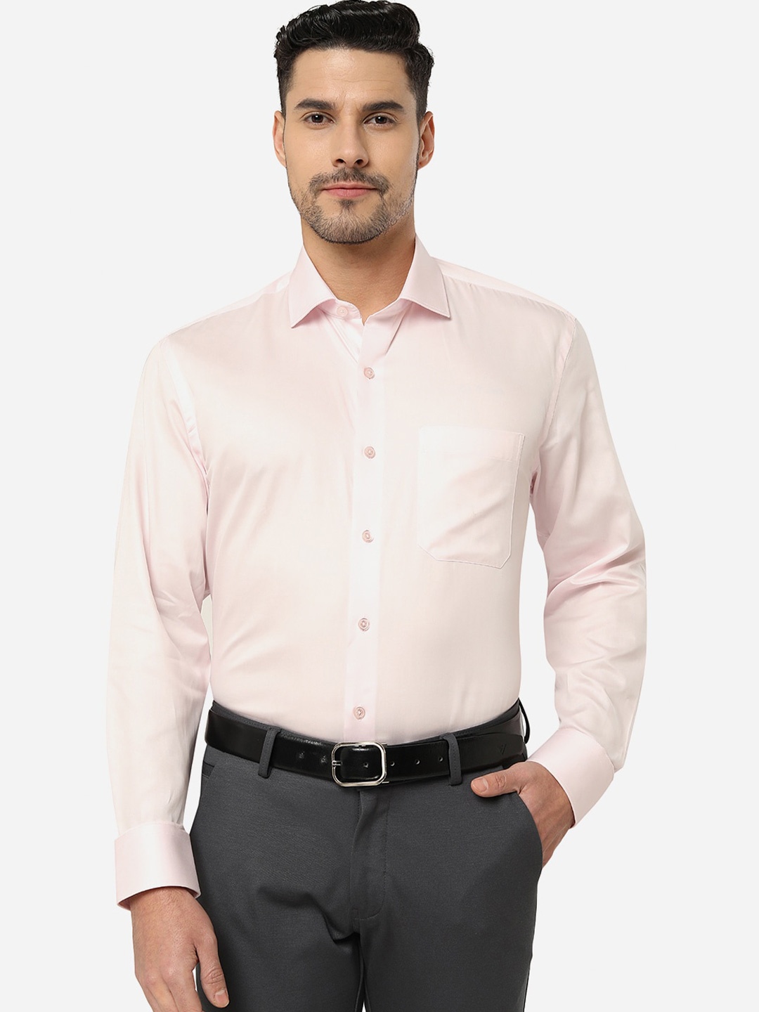 

JADE BLUE Spread Collar Cotton Formal Shirt, Pink