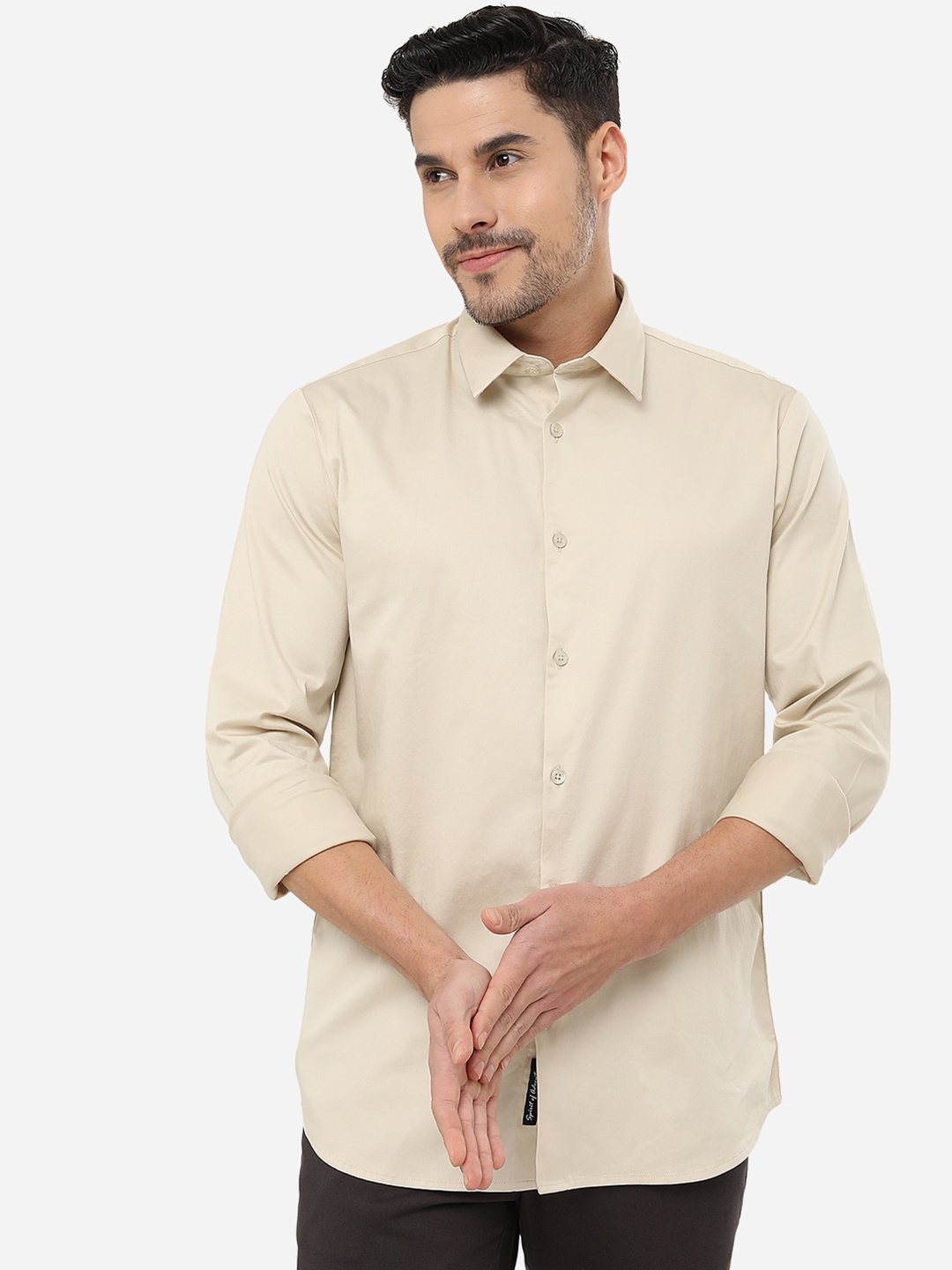 

JADE BLUE Slim Fit Casual Cotton Shirt, Beige