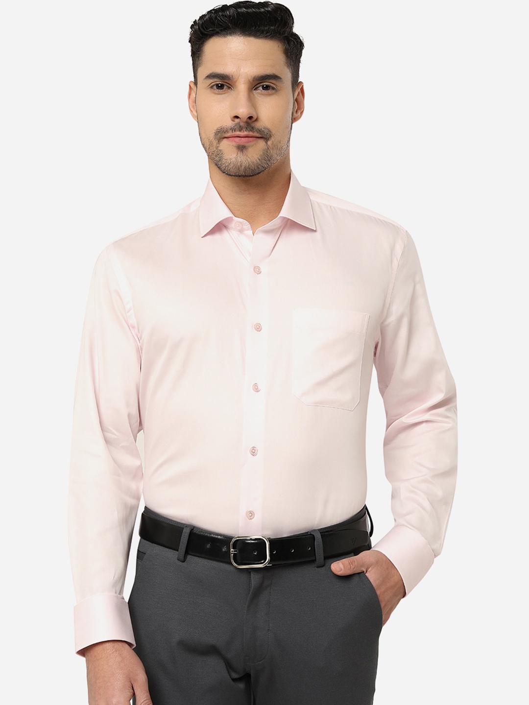 

JADE BLUE Spread Collar Cotton Formal Shirt, Pink
