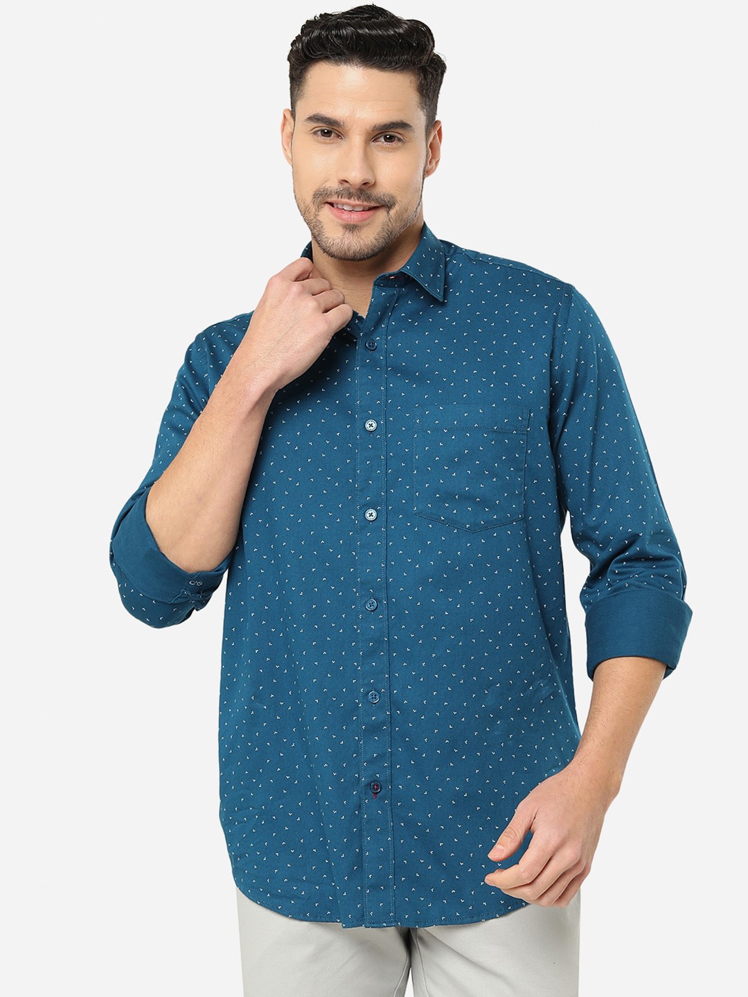 

JADE BLUE Slim Fit Micro Ditsy Printed Casual Cotton Shirt