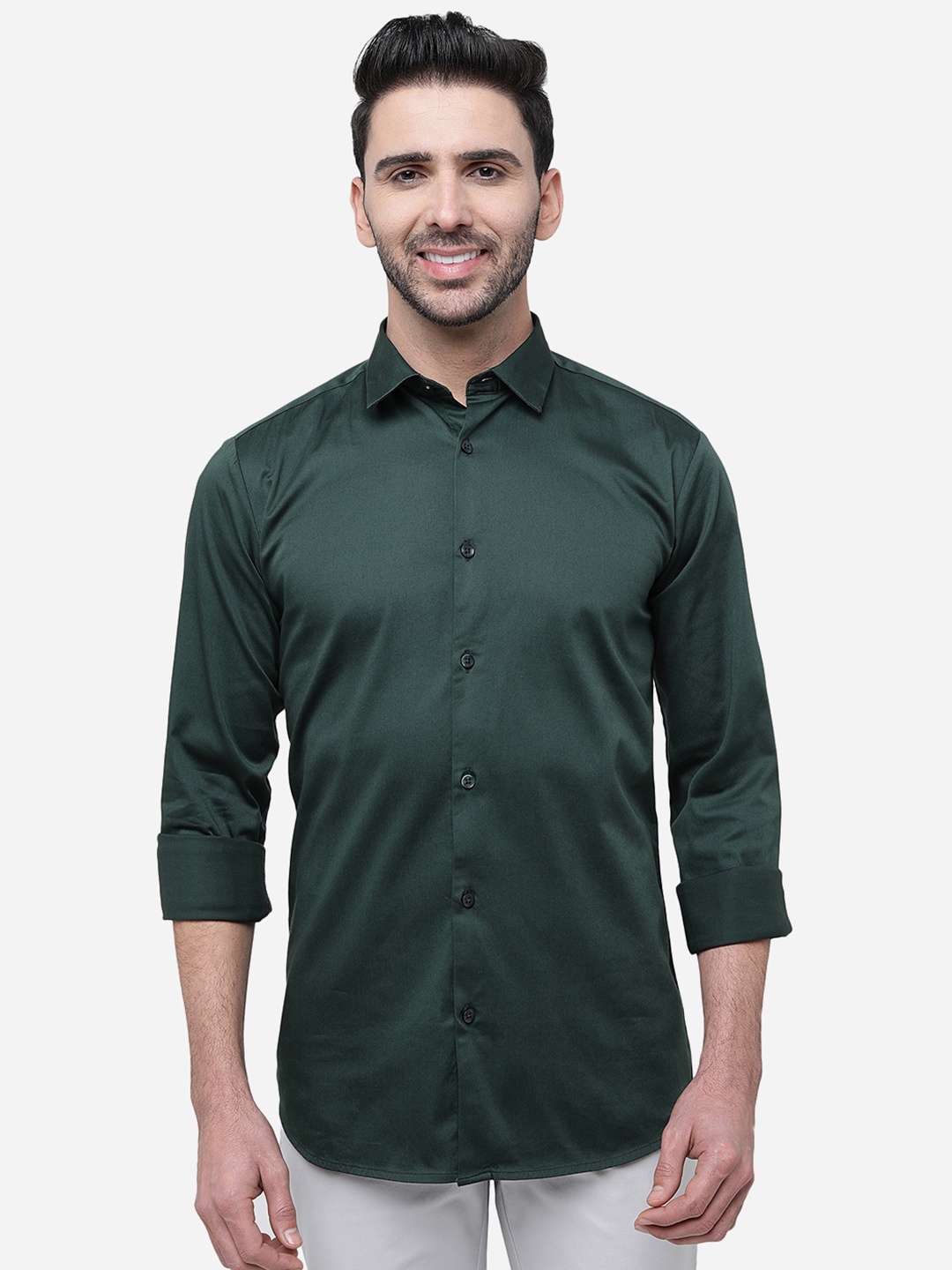 

JADE BLUE Slim Fit Cotton Casual Shirt, Green