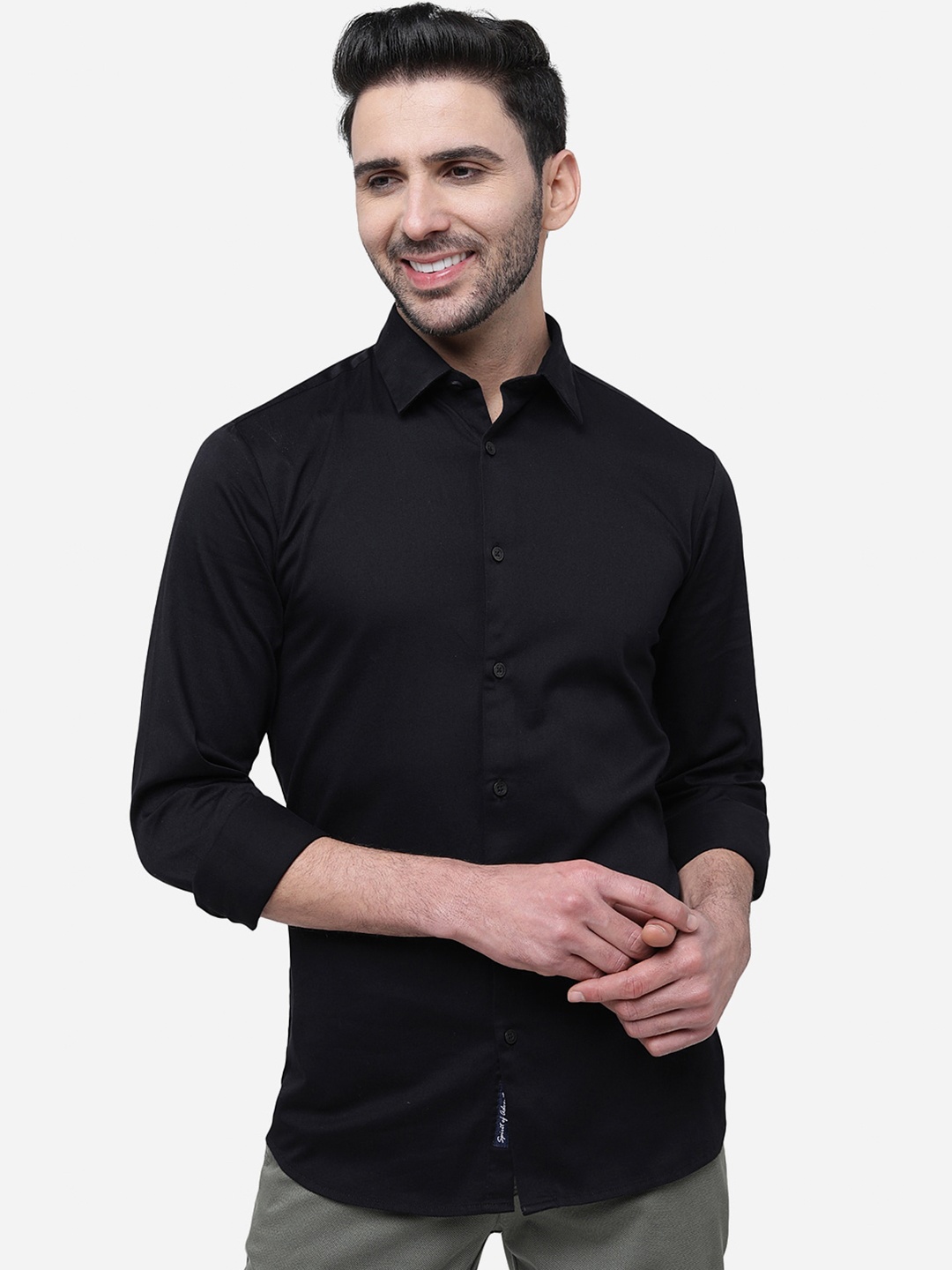 

JADE BLUE Slim Fit Cotton Casual Shirt, Black