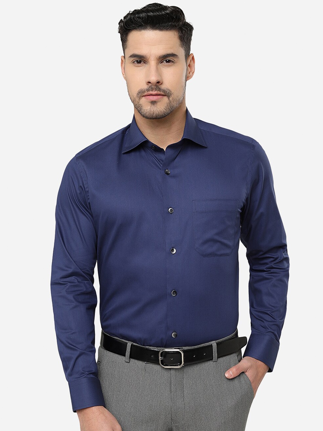 

METAL Slim Fit Cotton Formal Shirt, Blue