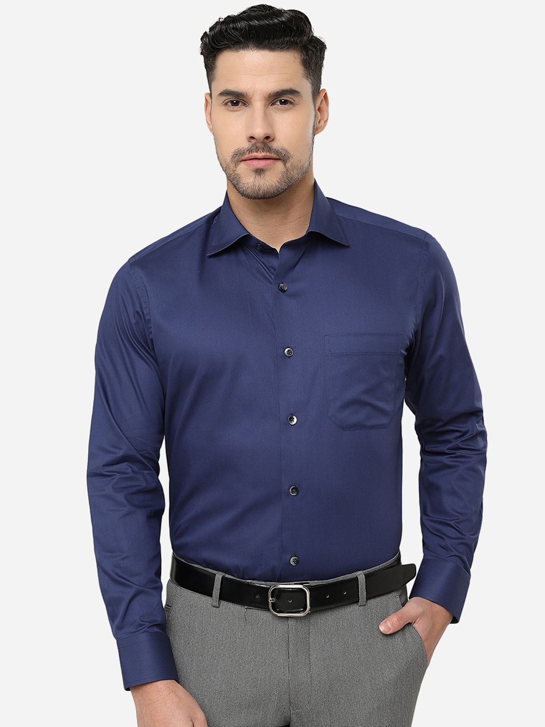 

METAL Slim Fit Cotton Formal Shirt, Blue