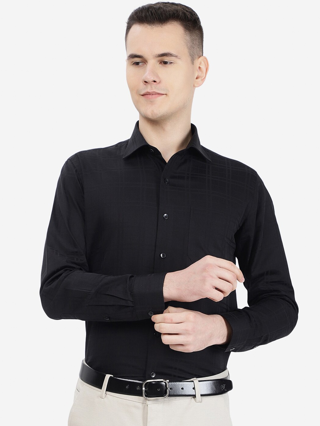 

METAL Cotton Formal Shirt, Black