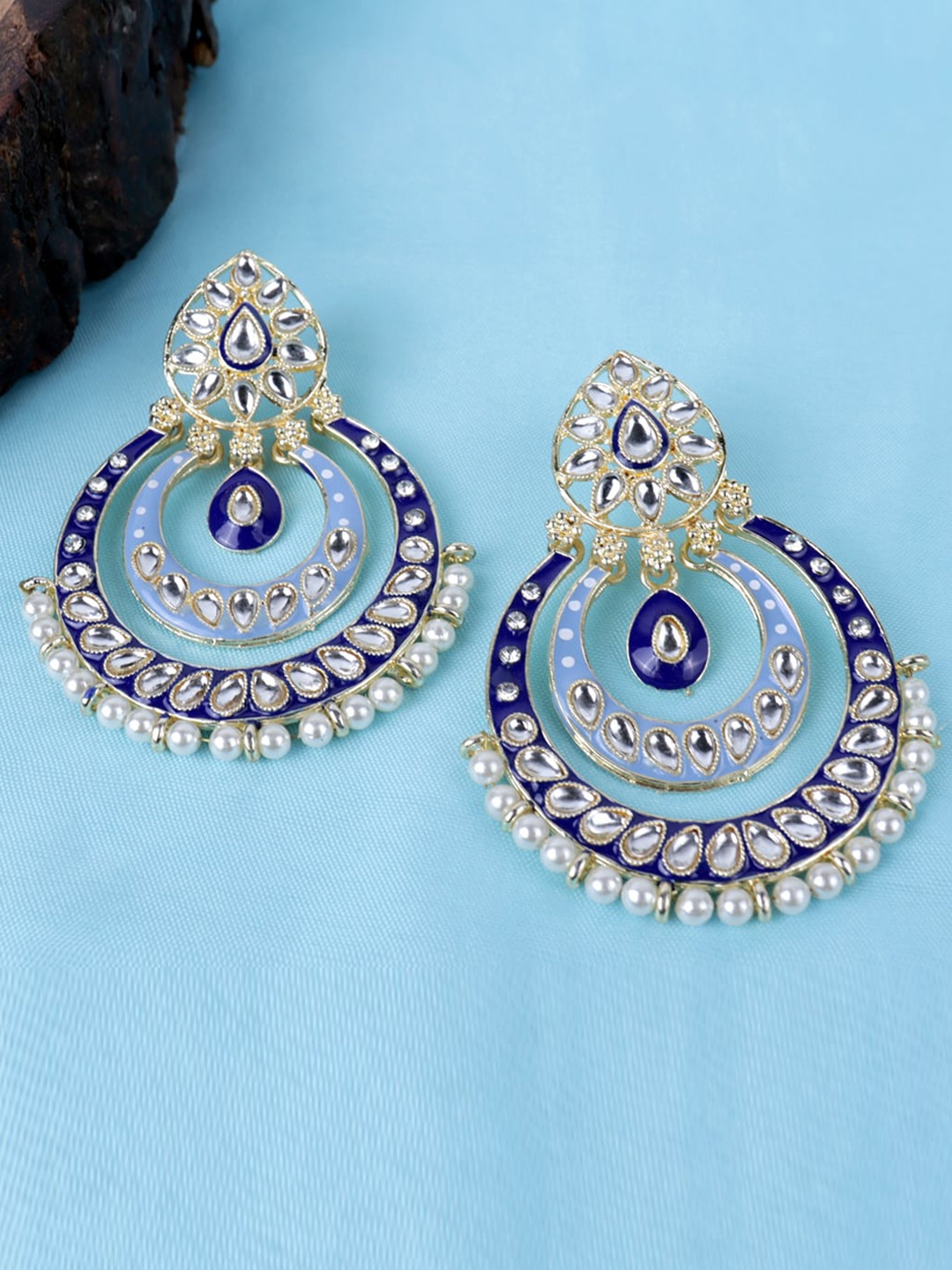 

VAGHBHATT Gold-Plated Chandbalis Earrings, Blue