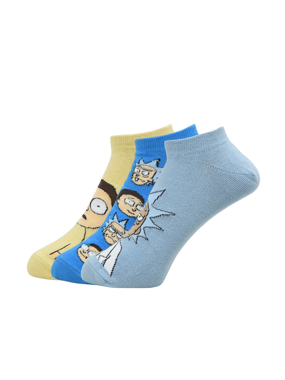 

Balenzia Men Pack of 3 Patterned Ankle-Length Socks, Blue