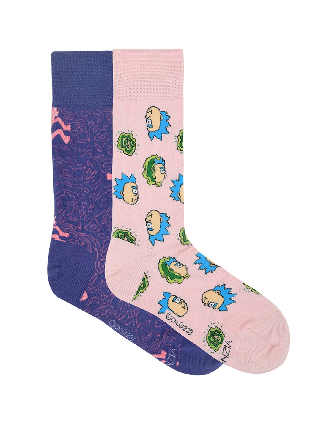 

Balenzia X Rick and Morty Men Pack of 2 Patterned Calf-Length Socks, Purple