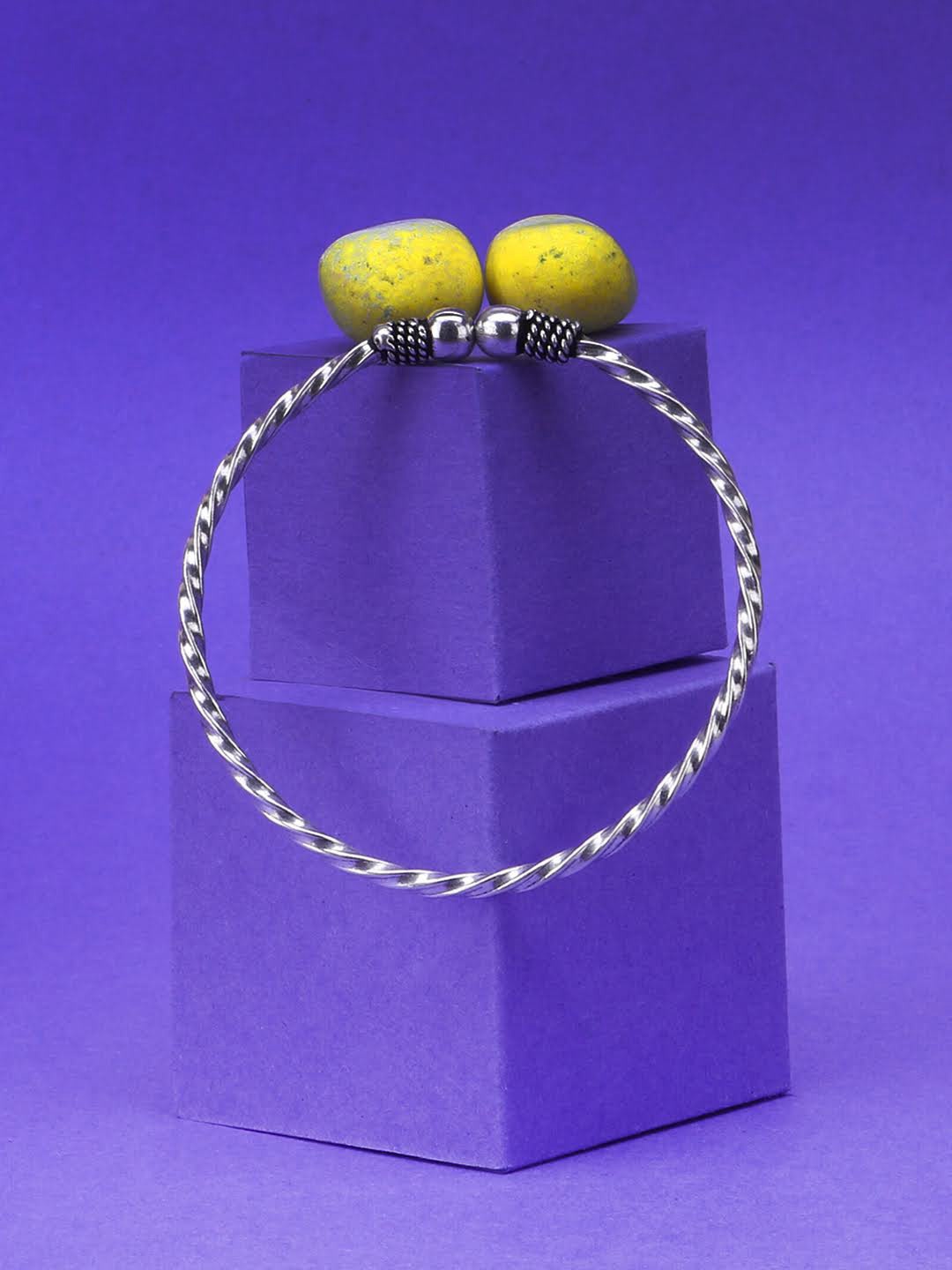 

Adwitiya Collection Women Silver-Plated Oxidised Kada Bracelet