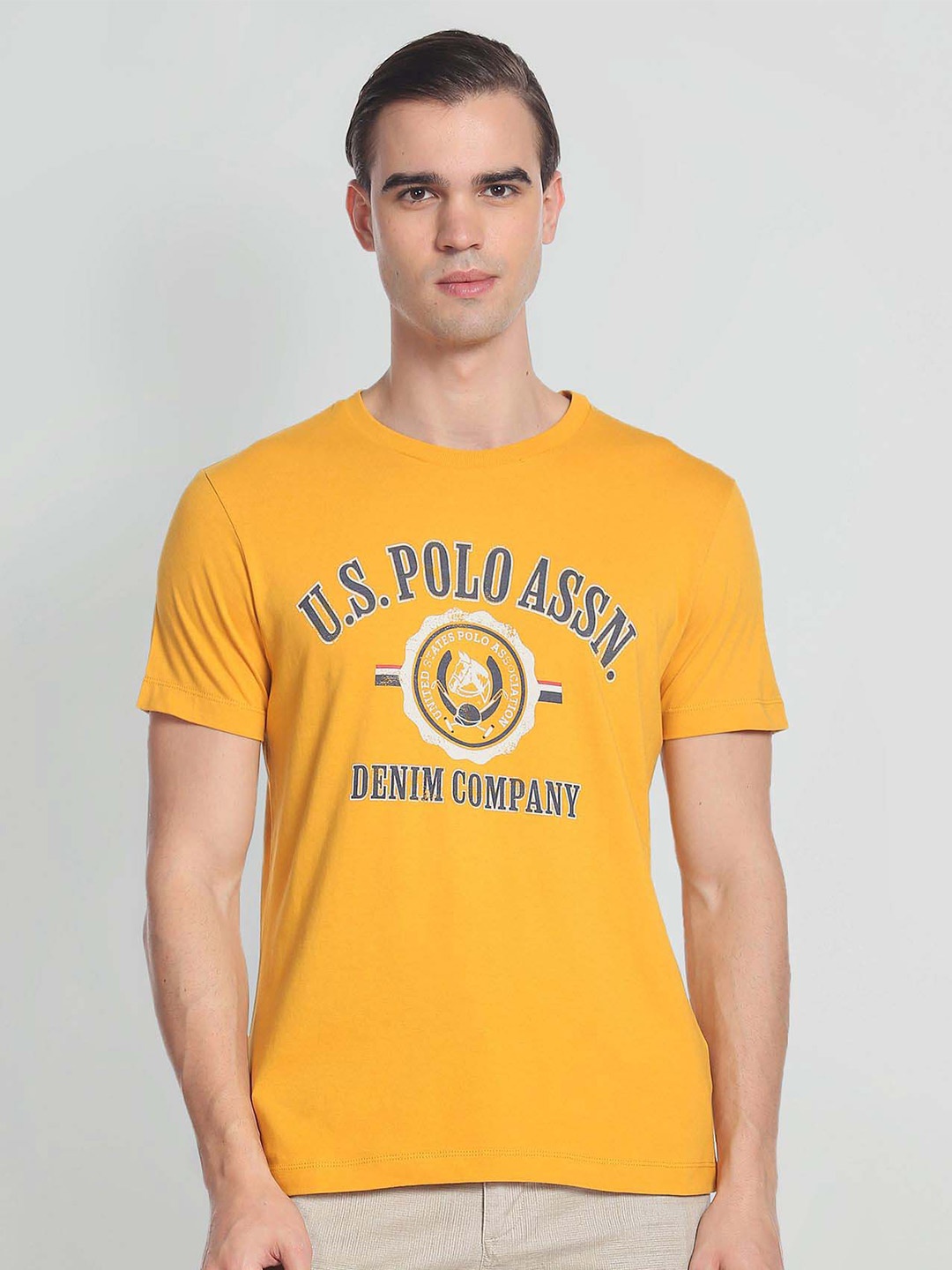 

U.S. Polo Assn. Denim Co. Men Printed Slim Fit Cotton T-shirt, Yellow