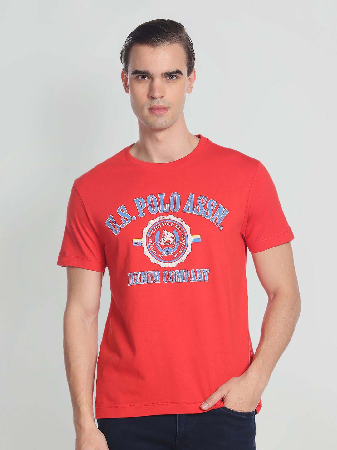 

U.S. Polo Assn. Denim Co. Brand Print Pure Cotton T-Shirt, Red