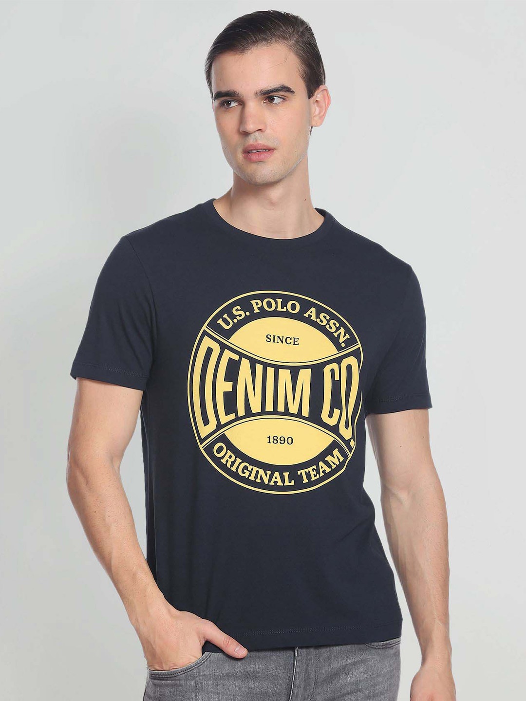 

U.S. Polo Assn. Denim Co. Circle Brand Print Cotton T-Shirt, Navy blue