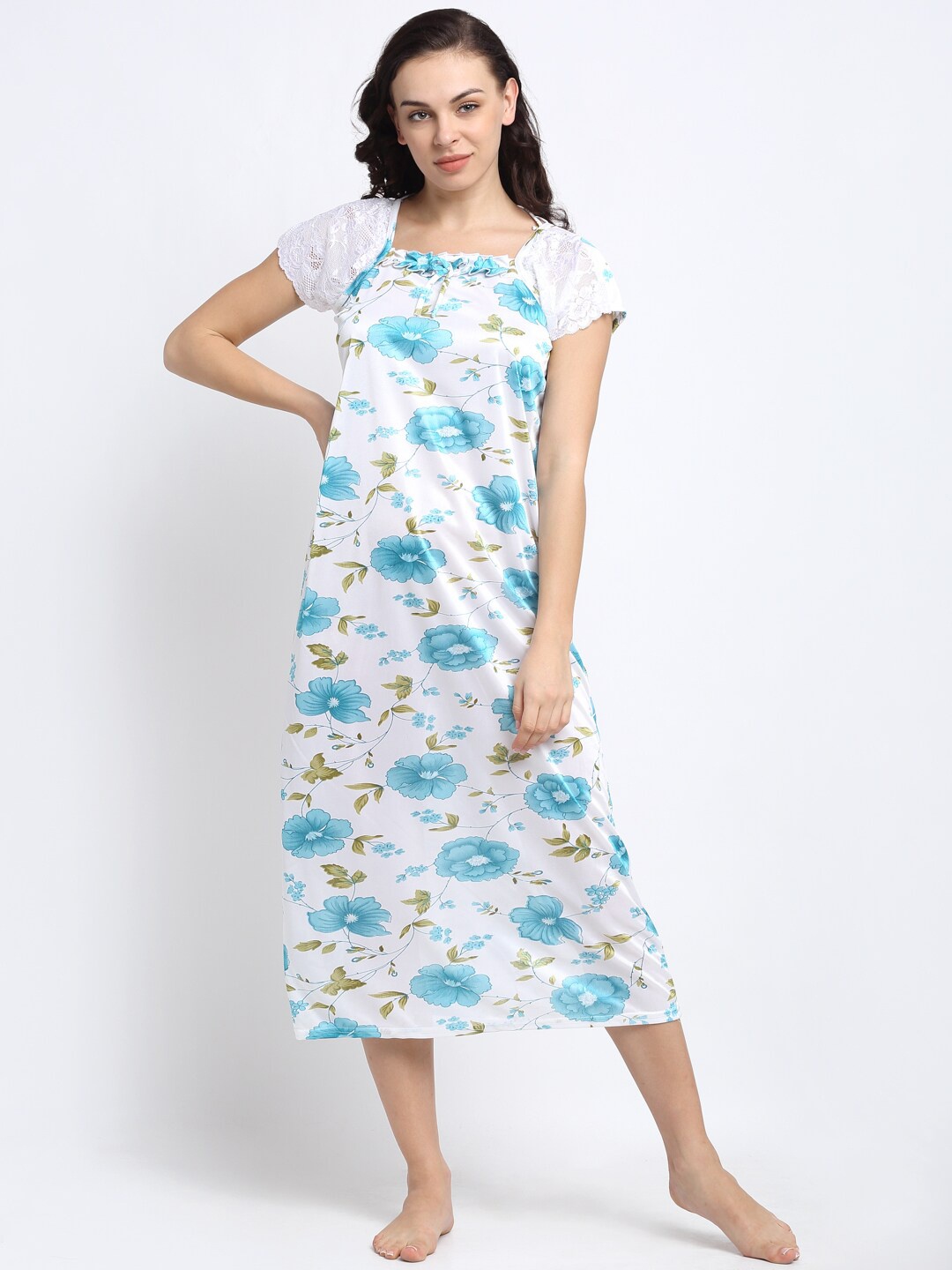 

NEUDIS Floral Printed Maxi Nightdress, White