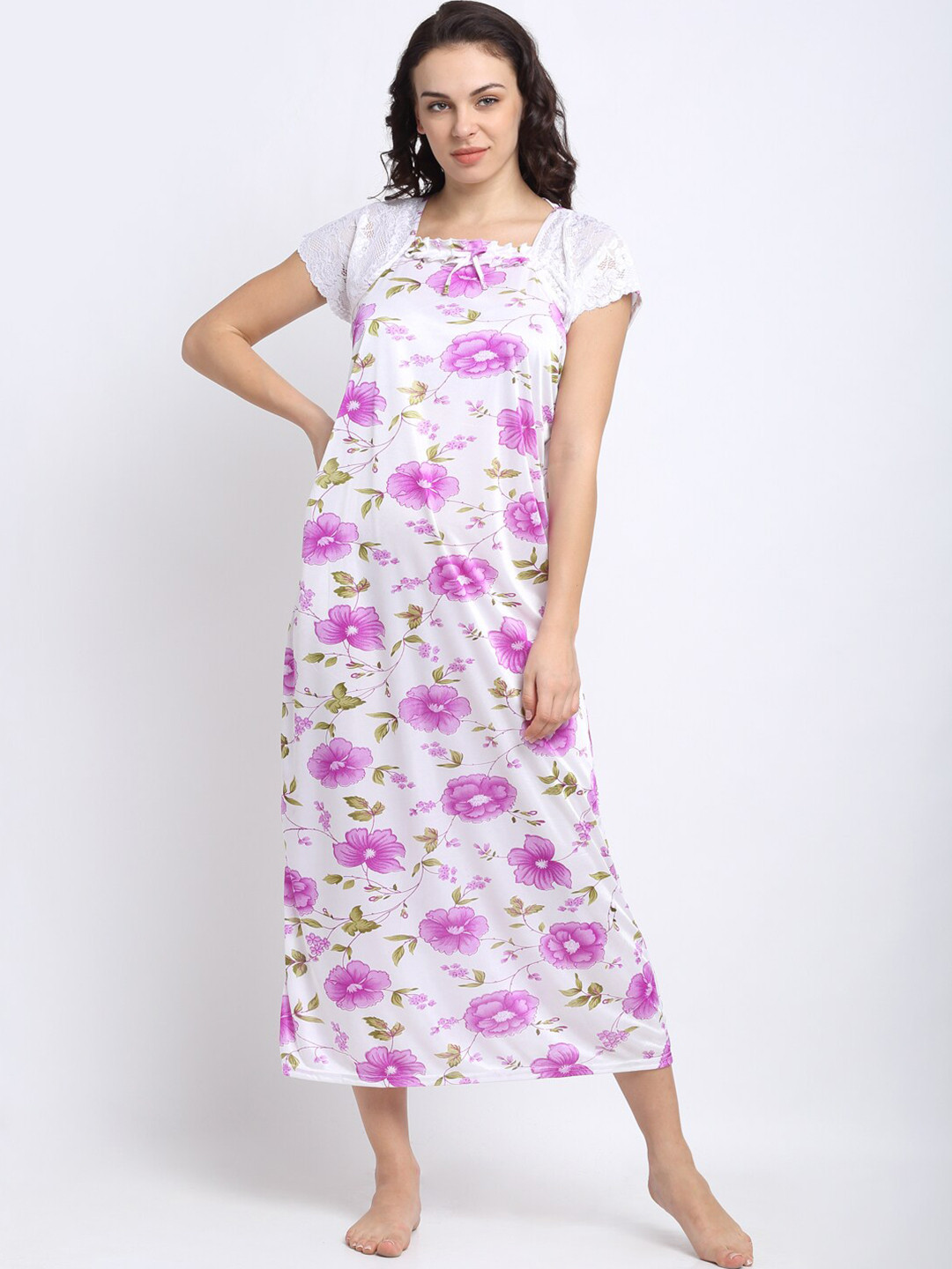 

NEUDIS Floral Printed Maxi Nightdress, White